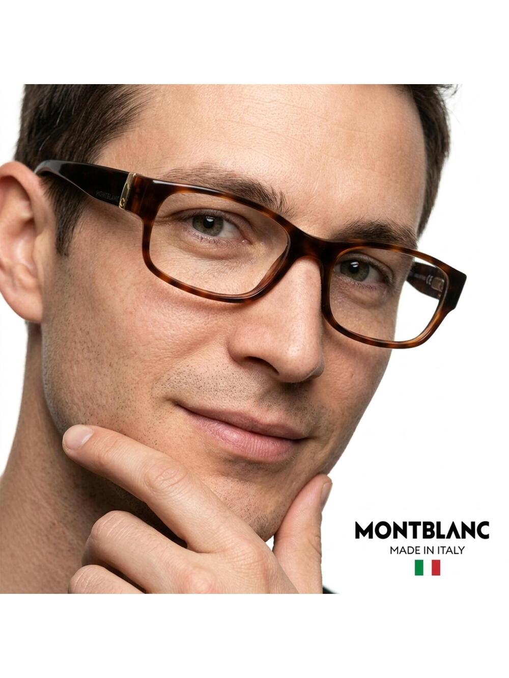 Montblanc MB 210 Men Eyeglasses Italy | Tortoise Rectangular